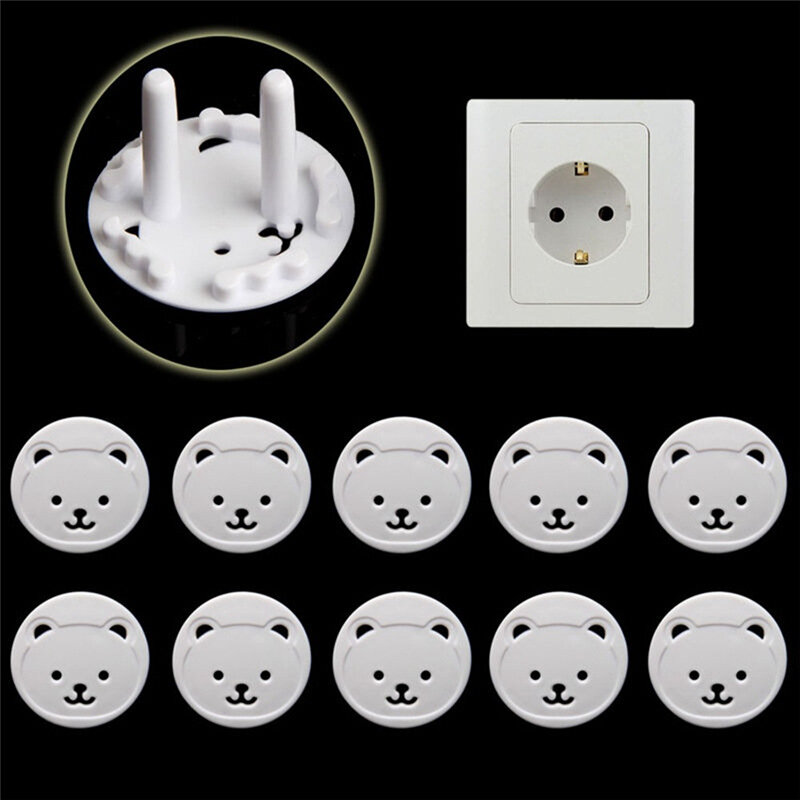 10Pcs Baby Safety Child Electric Socket Outlet Plug Protection Security Two Phase Safe Lock Cover Kids Sockets