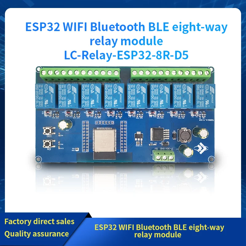 DC5-30V Power ESP32 WiFi Bluetooth BLE 8-way Relay Module ESP32 Dev Board ESP32-Wroom Secondary Development