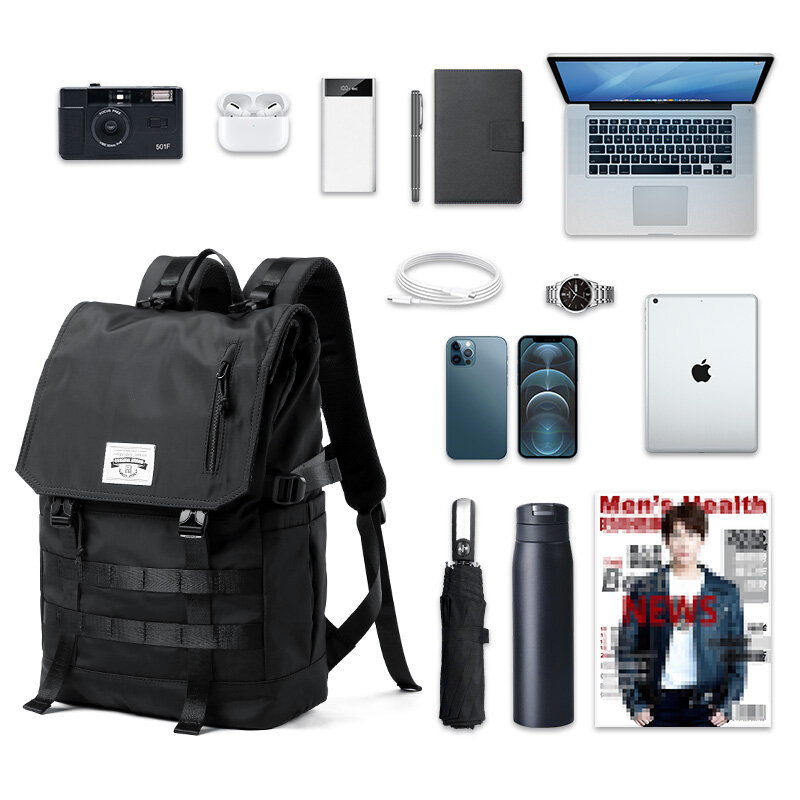 Mochila de forma conversível masculina, 17 "Laptop Bag para adolescentes, viagem, pendulares, mochila de nylon masculino, 30L, nova moda