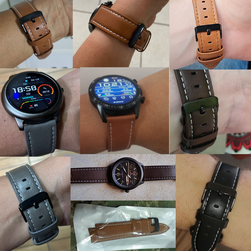 Pulseiras de couro para relógio, pulseira para Huami, Amazfit GTR 3 Pro, GTR 4, GTR3, GTR2, 2e, Stratos 3, 2S, 47mm, pulseira, 22mm