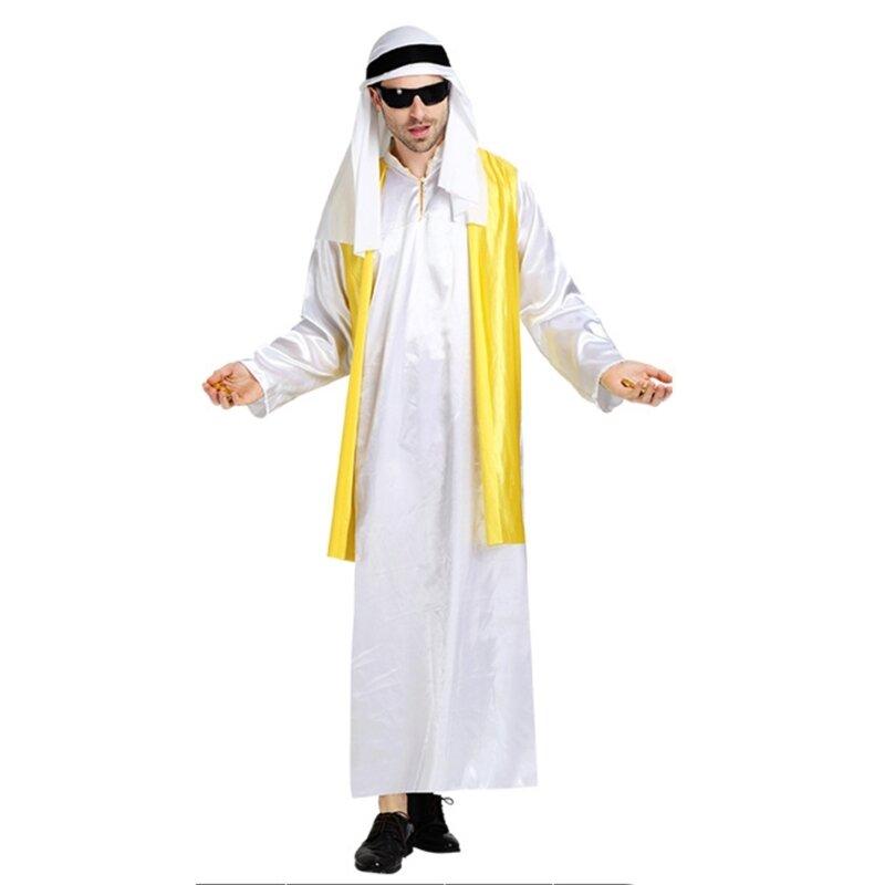 Aksesoris Kostum Arab Kostum Berdandan Halloween Celana Kerudung Kaftan Thobe T8NB