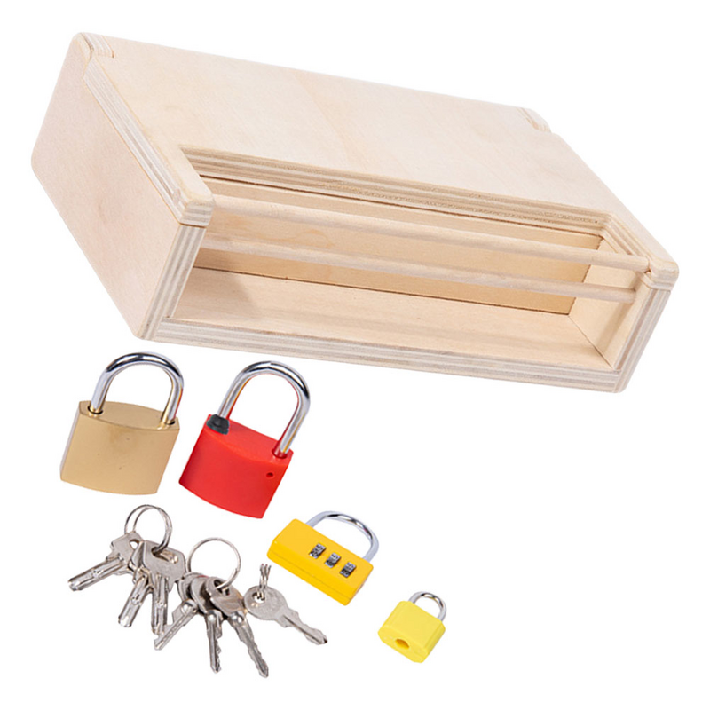 صندوق قفل مونتيسوري للأطفال ، مفتاح تعلم للأطفال ، مفاتيح خشبية تعليمية ، أقفال للأطفال