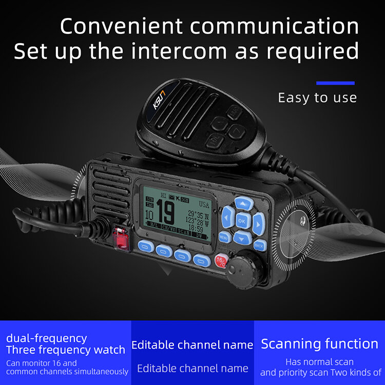 P509 GPS VHF 해양 라디오, IPX7 방수 무선 고정 송수신기, DSC GPS 포함