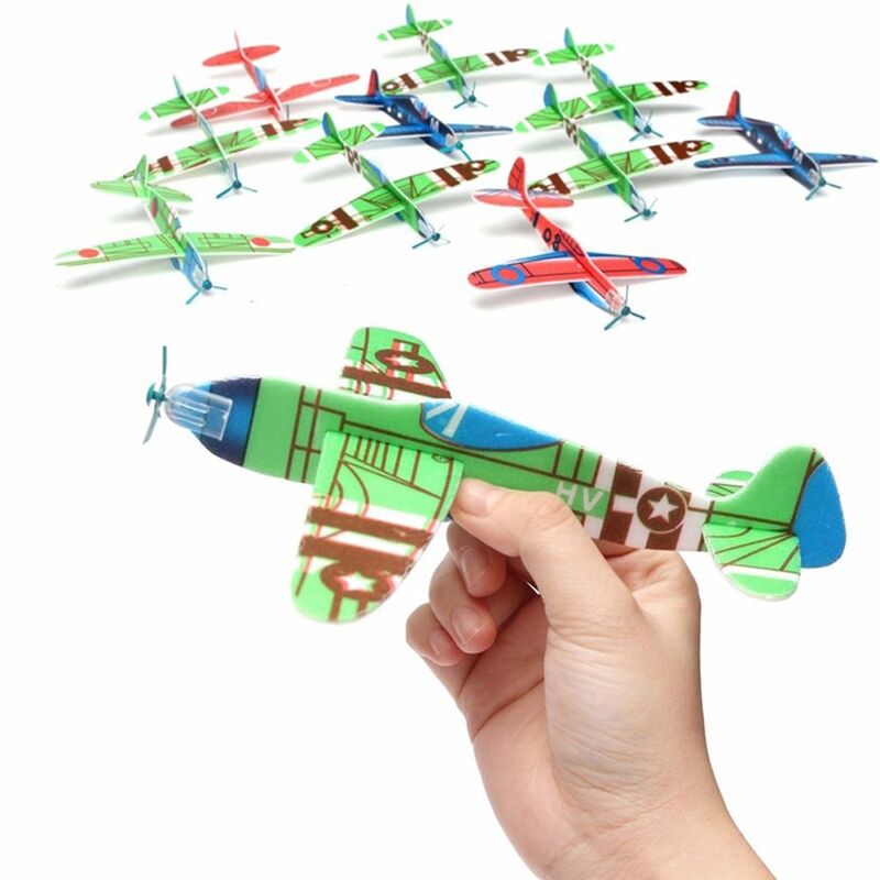 子供のためのフォーム飛行機のおもちゃ、ハンドスロー飛行機、飛行グライダー、飛行機モデル、DIY子供のギフト、10個