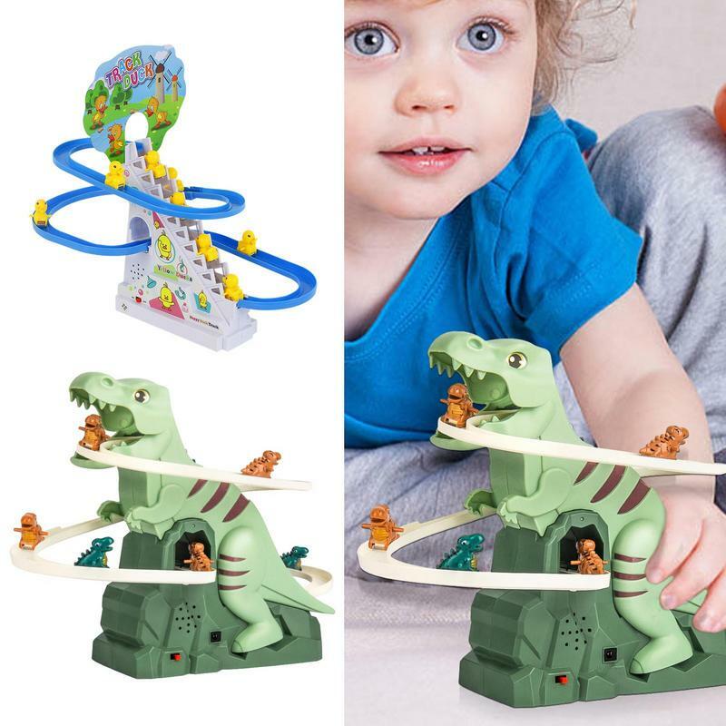 Zabawka elektryczna schodki do wchodzenia małe kaczki ze światłami i muzyką urocza kolejka górka zabawka zestaw gier zabawka edukacyjna dla dzieci