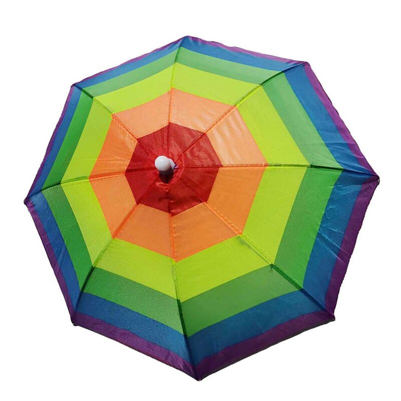 Sports Head Umbrella Caps Waterproof Elastic Rainbow Head Umbrella Caps Adjustable Size Fits Most Ages