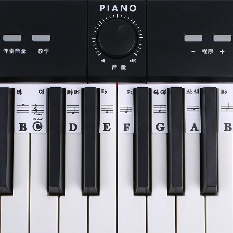 Key Removable Piano Keyboard Stickers Stave Notation Note Strip Stickers For Beginners Students