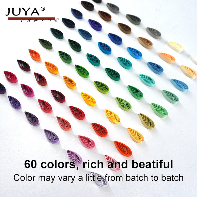 JUYA 종이 퀼링 60 단일 색상, 색상 선택 가능, 길이 390mm, 너비 2/3/5/7/10mm, 스트립 100 개/팩 DIY 종이 공예