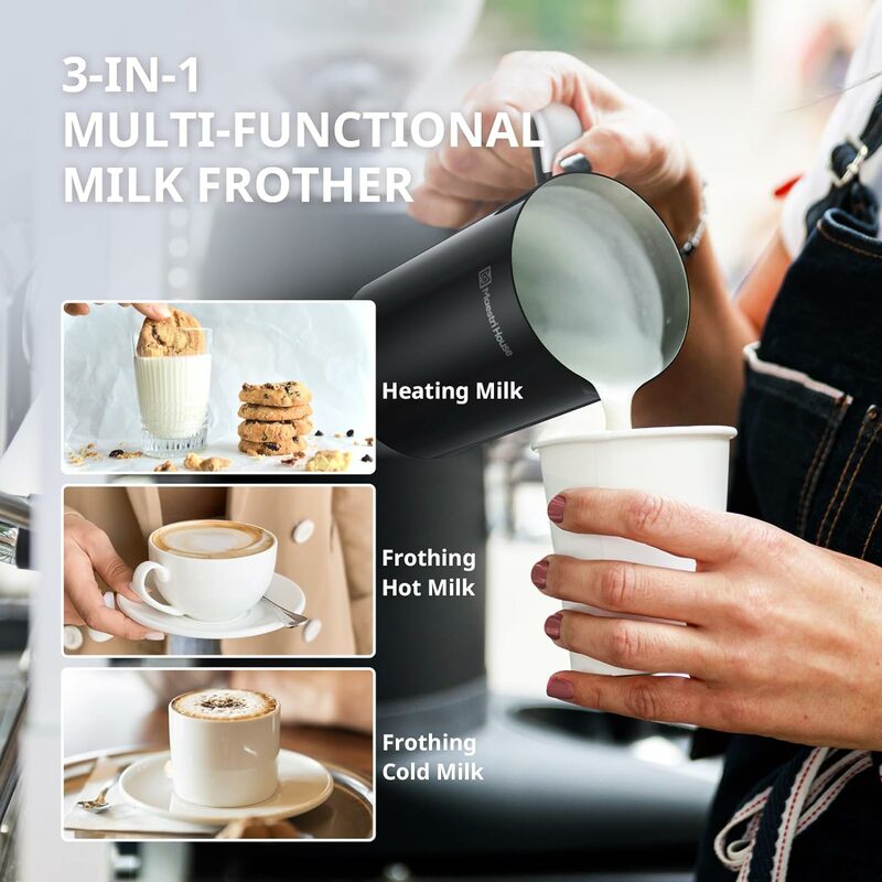 Maestri House 전기 우유 거품기, 자동 스테인리스 스틸 우유 스티머, 라떼 커피 및 초콜릿, 냉온 폼 메이커