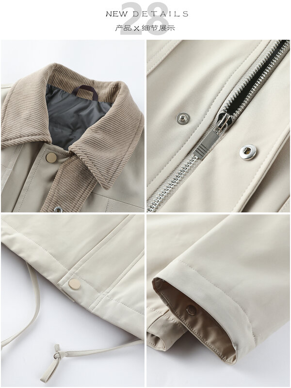 Jaqueta branca de veludo cotelê masculino e feminino, manga comprida, monocromática, quente, ao ar livre, moda, inverno