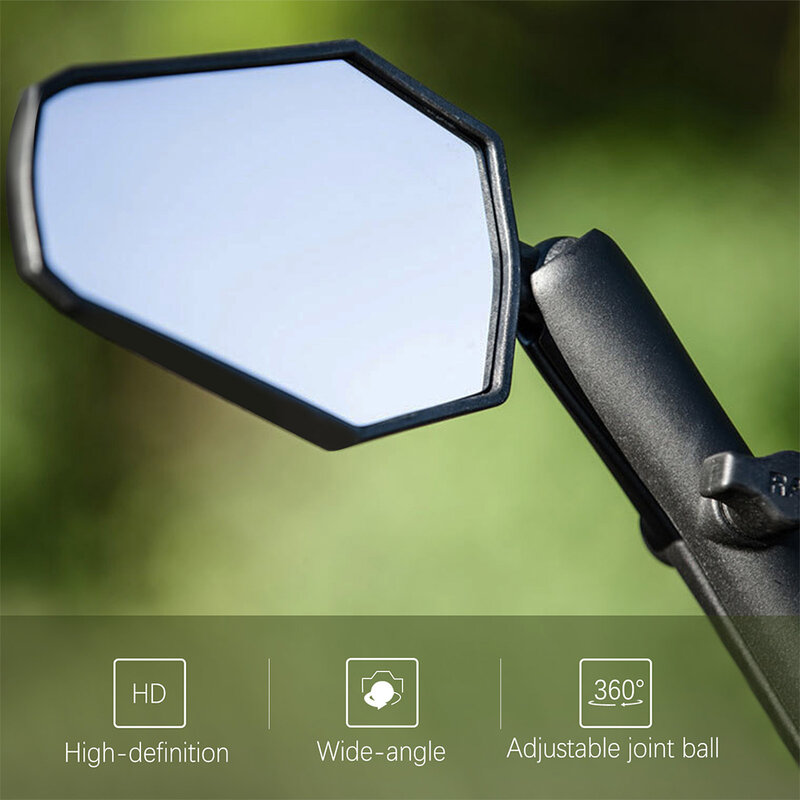 Espelho retrovisor dobrável universal para motocicleta, rotação de 360 graus, durável e clara