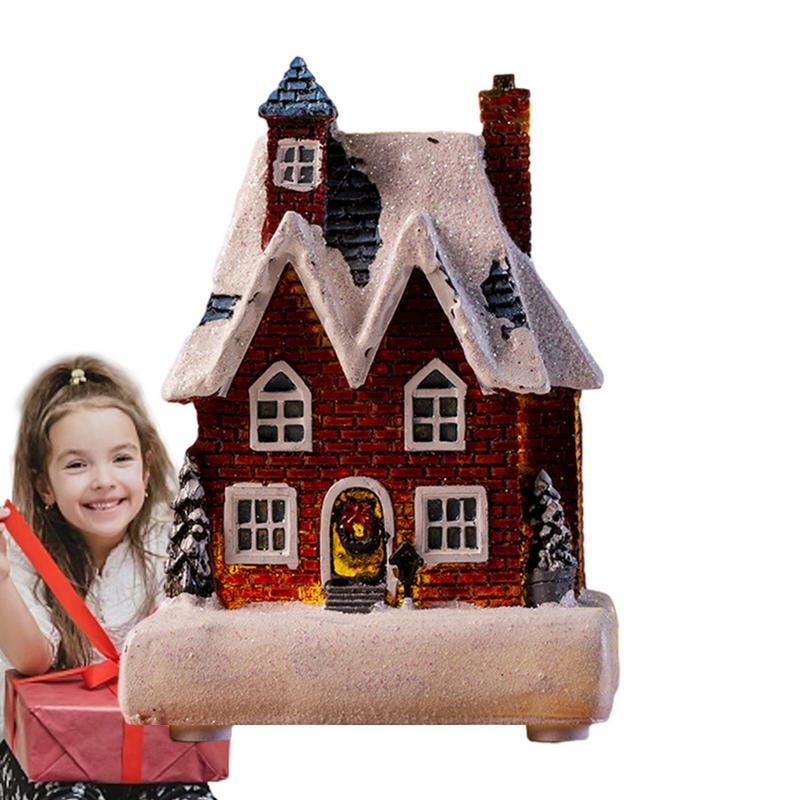 Освещенная Рождественская деревня, светящийся Рождественский домик со светодиодной подсветкой, снежинка, дом, ночник, светящийся орнамент из смолы для