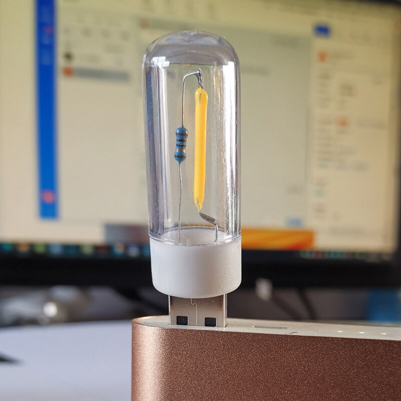 Portátil USB LED Camping Lamp, Luz Noturna, Filamento, Iluminação, USB, Carregamento, Tesouro, Notebook, Lâmpada de energia móvel, 5V, 1Pc