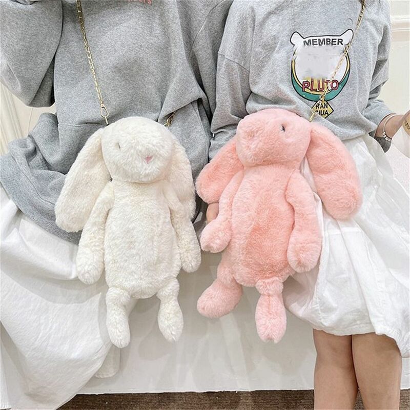 Плюшевая сумка на плечо с длинными ушами, Повседневная модная сумка на цепочке с кроличьими куклами, с мультяшным Кроликом, кросс-боди мессенджер