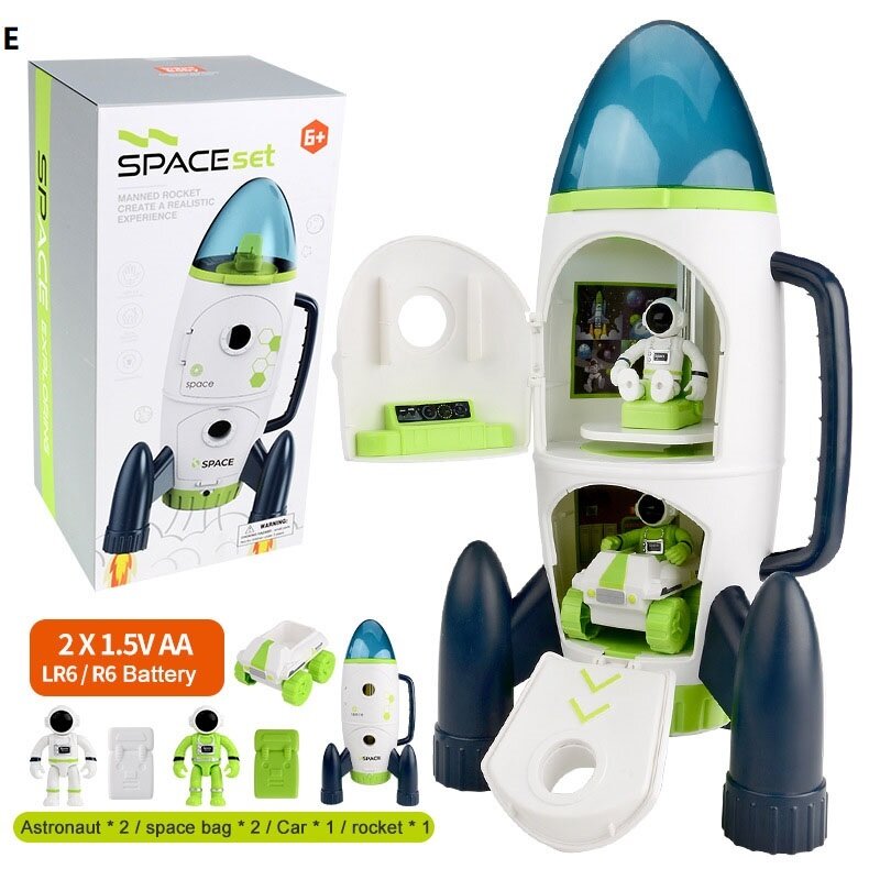 Brinquedo foguete espacial para crianças, nave espacial astronauta, educação infantil, presente de aniversário para meninos e meninas