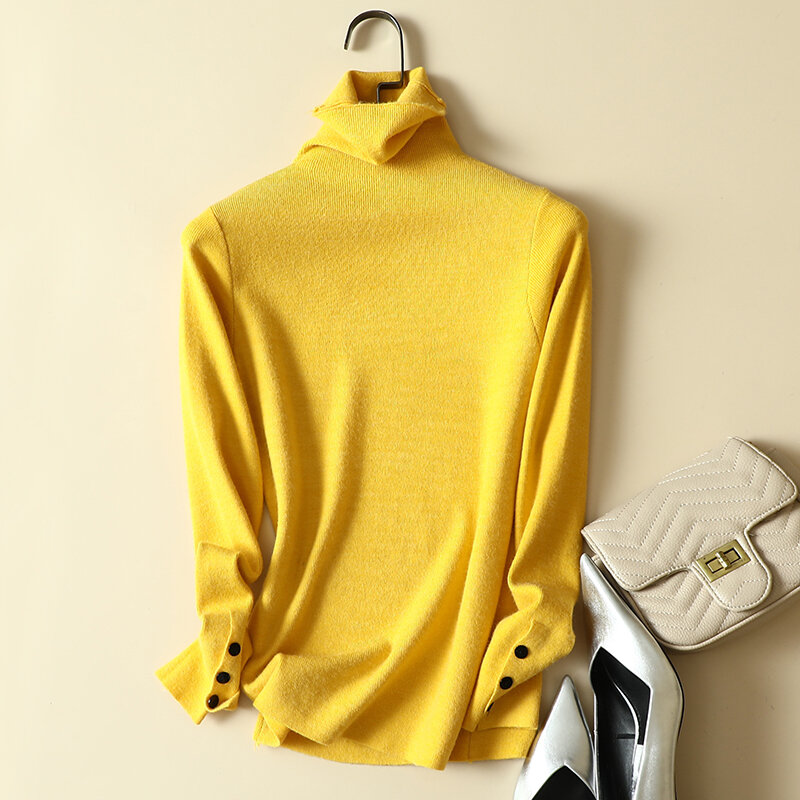 Водолазка, однотонный вязаный женский свитер, пуловеры, Осень-зима 2022, свободная элегантная Офисная Женская верхняя одежда, пальто, топы