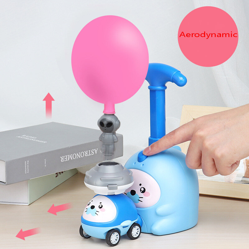 Power Balloon Car Toy Aerodynamic Fun Ball Car Hand Push Inflator Air Pump Vehicle Educational Gifts For Kids