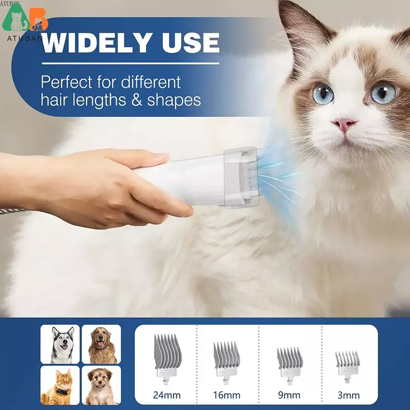 ATUBAN Pet Grooming Vacuum & Dog Grooming Kit con capacità di 2,3 litri spazzola per cani con tazza di polvere per peli di animali domestici per aspirapolvere per peli di animali domestici