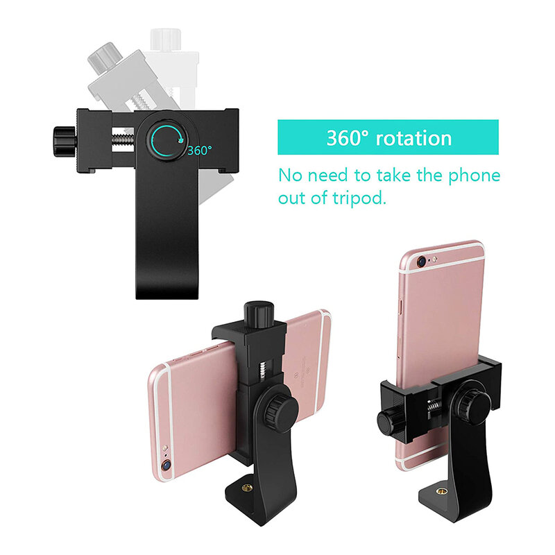 Universal Cell Phone Holder Tripod Mount Selfie Monopod Adapter Smartphone Clip Adjustable Clamp Mount for iPhone 13 12 11 Pro