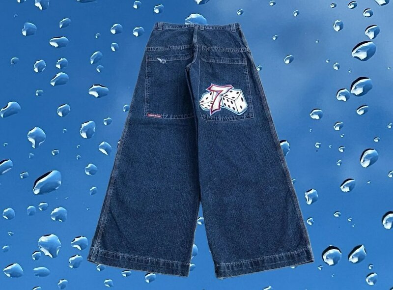 Retro Streetwear JNCO Jeans Harajuku Hip Hop Y2K Mens Graphic Jeans larghi pantaloni neri pantaloni Punk Rock gotici a gamba larga