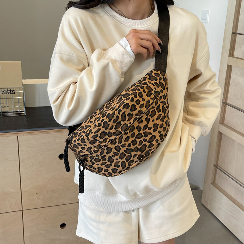 Tittoegirls Fashion Leopard Pattern borsa pettorale donna Fashion Sports Pack borsa a tracolla in tessuto borsa a tracolla stile College retrò