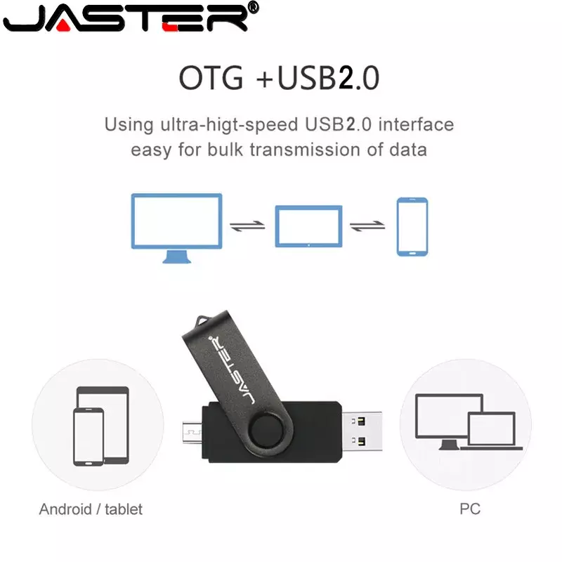 JASTER Custom Logo OTG 2.0 USB Flash Drive 32GB 64GB USB Stick Pen Drive High Speed Pendrive for Smart Phone/Laptop Type-c gifs