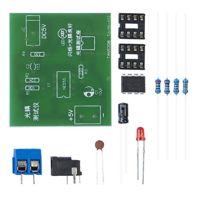 Tester Optocoupler Kit DIY aplikasi 555 papan sirkuit solder pelatihan elektronik perakitan bagian longgar