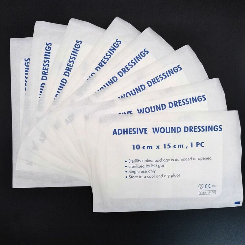 10Pcs Breathable Non-woven Self-adhesive Wound Dressing Band Aid Bandage Large Wound Aid Wound Hemostasis 10x10cm 10x15cm