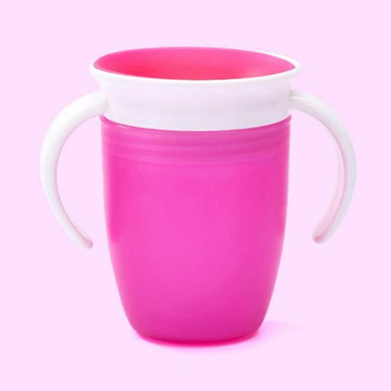 360 Degrees Can Be Rotated Baby Learning Drinking Cup with Double Handle Flip Lid Leakproof Silicone Infants Water Cups Bottle