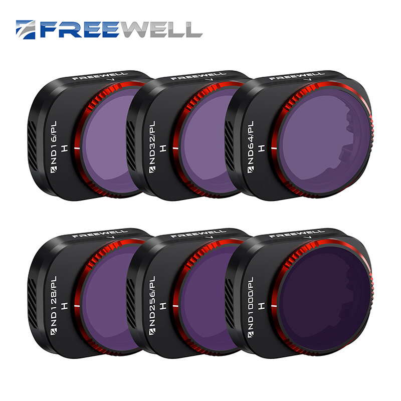 Freewell Drone ND Filter Bright Day 6Pack ND16/32/64/128/256 and ND1000-PL Compatible With DJI Mini 4 Pro Filter Set Accessories