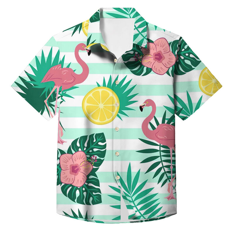 Гавайская рубашка для мужчин, Пляжная блузка большого размера с принтом кокосового дерева, Повседневная рубашка с коротким рукавом, одежда в стиле унисекс, XL, лето