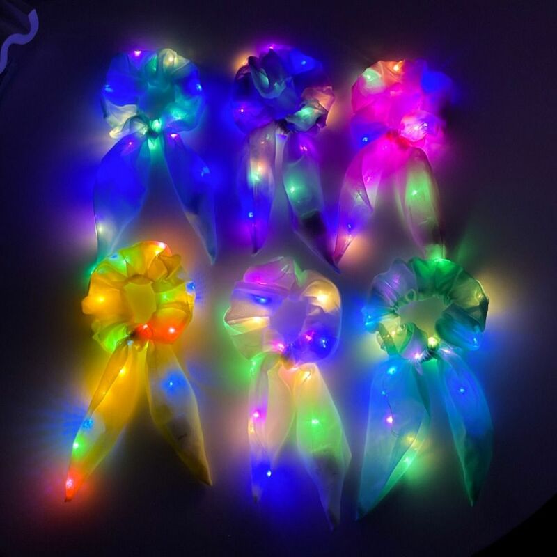 Gomas luminosas LED para el pelo para mujer y niña, cintas para la cabeza, cuerda para el pelo, muñequera Simple, anillos, banda de goma, accesorios para el cabello