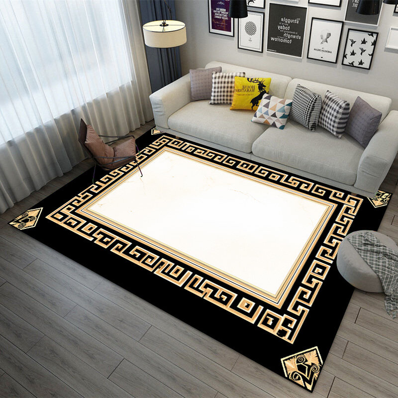 Большой Мраморный ковер для гостиной, современный черный женский роскошный декоративный коврик для дивана и стола, моющийся домашний нескользящий коврик для спальни