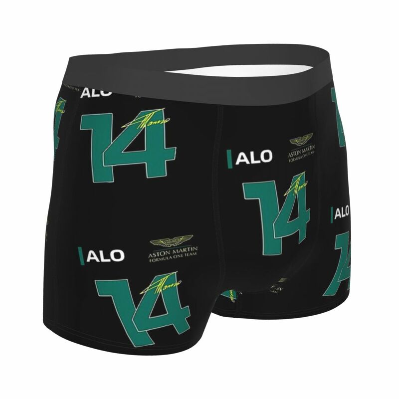 Cuecas Boxer estampadas para homens, roupas respiráveis, ideia de presente, Diego Alonso 14, Fórmula 1, respirável, acessórios de alta qualidade