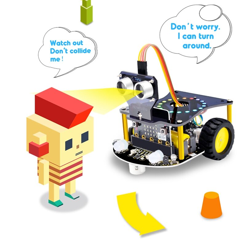 Mini Smart Microbit V2 Robot Car For Micro:Bit Robot Car Kit Graphical Programming Toys Electronic DIY (No Battery)