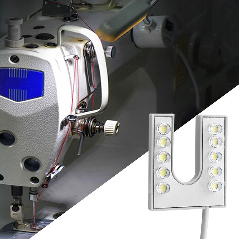 Lampu Kerja Magnetik Lampu Industri Bentuk U 10 LED Lampu Mesin Jahit Steker EU/US untuk Meja Kerja Penekan Bor