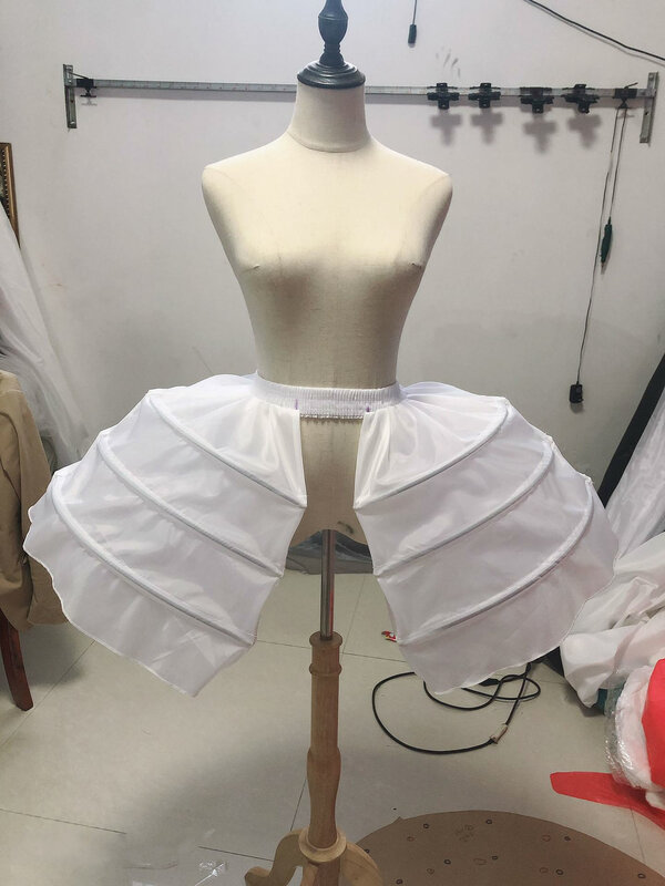Barokowa rokokowa krynolina krótka owalna płaska dwustronna sukienka na ramiączkach projekt kostiumu krynolina