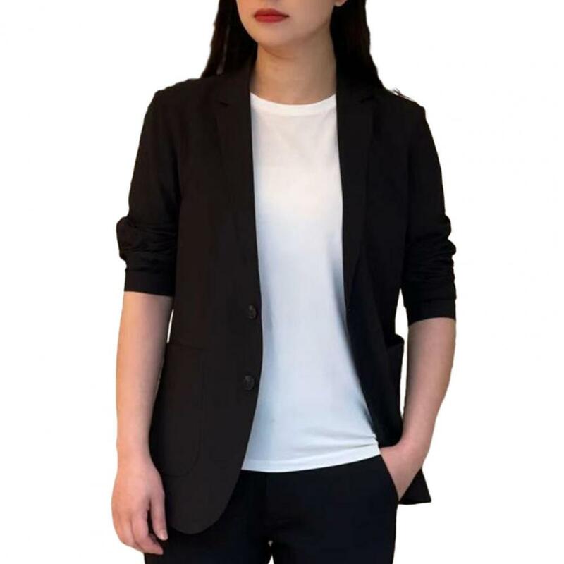 Frauen Mantel formale Business-Stil Langarm mittellange Knopf verschluss Taschen lose ol Pendel anzug Mantel