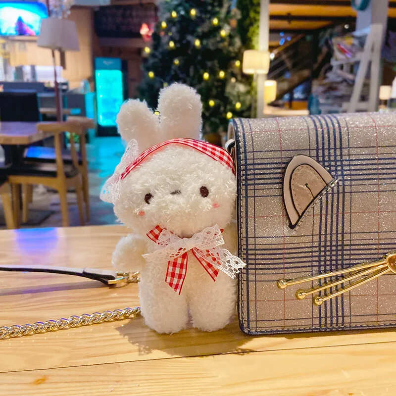 Kawaii Cartoon Candy Color Plush Bear Rabbit Doll Keychain Cute Women'S Bag Men'S Car Keyring Student Bag Luggage Pendant