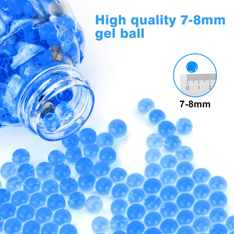 Munición de recarga de cuentas de agua azul (paquete de 6-10.000 por paquete), bola de Gel de 7-8mm, Compatible con bola de salpicaduras de juguete