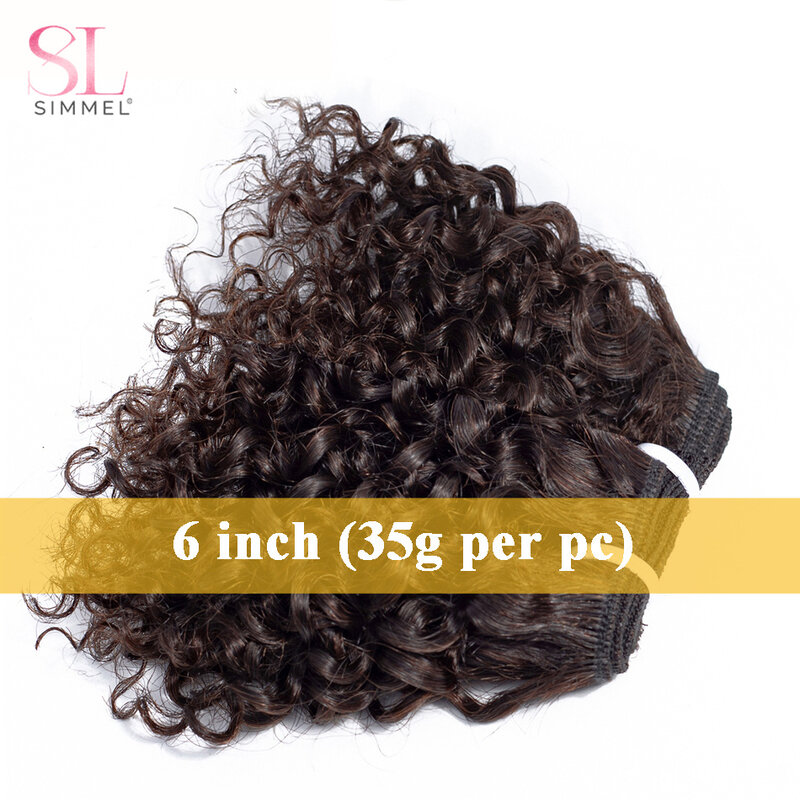 Extensiones de cabello humano indio Remy, Pelo Rizado corto de tejido de mechones, Color negro y marrón Natural, barato, precio al por mayor