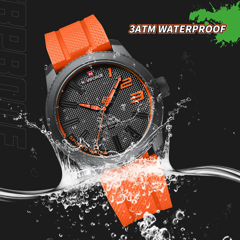 NAVIFORCE Новый Стиль Популярные мужские кварцевые часы с силиконовым ремешком модные повседневные водонепроницаемые наручные часы для мужчин Relogio Masculino