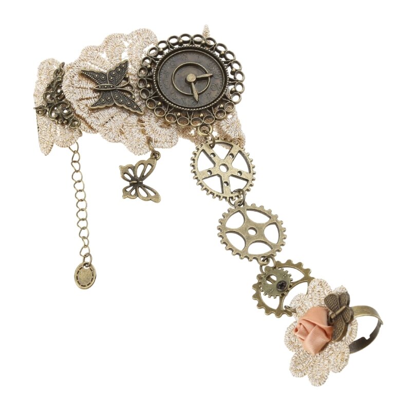 Bracelet protection poignet mariée, anneaux avec engrenage, décor d'horloge, médiéval, livraison directe