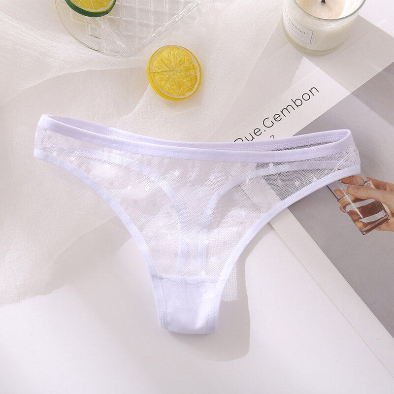 Womens Sexy Transparent Sheer Thongs Low Waist Mesh Breathable Erotic Open Crotch Panties Cute Comfortable Simple Thin G-String