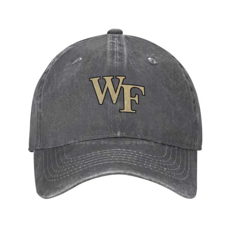 Casual Denim Cap com Demônio Deacons Logo Print, chapéu de malha com impressão gráfica, Wake Forest Baseball Cap