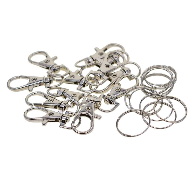 2X 24 Pieces Alloy Swivel Lanyard Snap Hook with Key Rings DIY Jewelry Findings