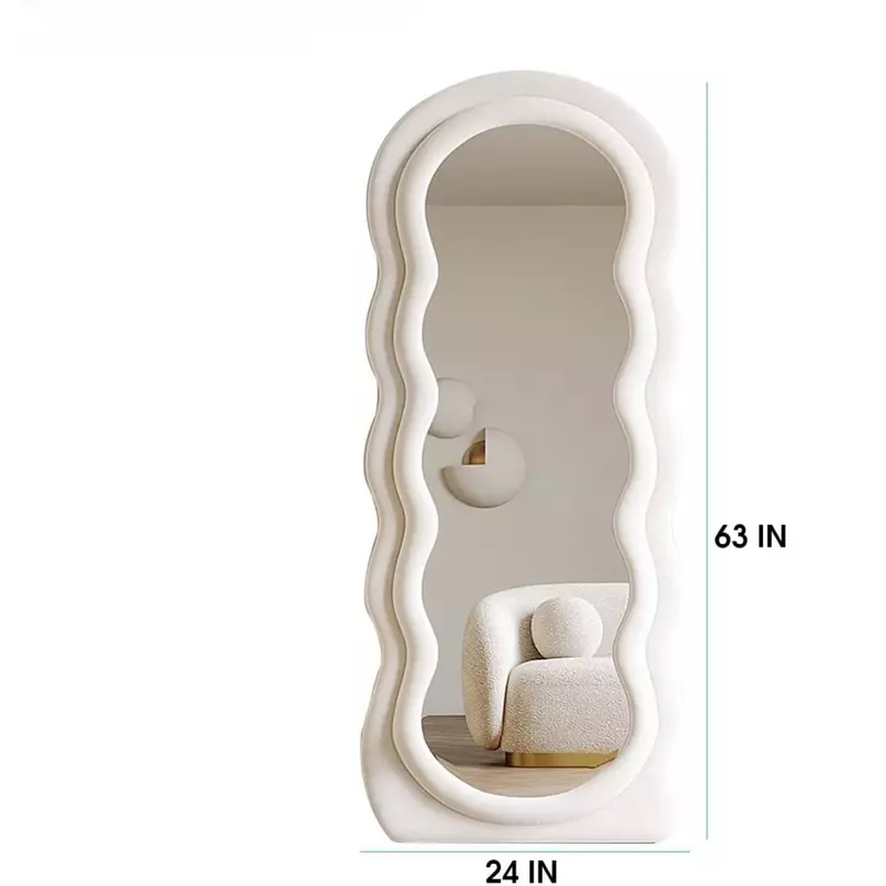 Specchio da pavimento ondulato per camera da letto flanella spedizione gratuita modello d'onda Freestanding Full Body mobili da soggiorno casa