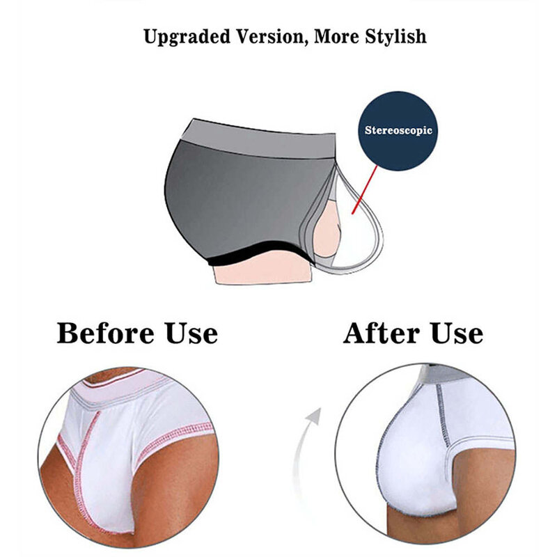 Breathable and Fashionable Men's Black Sponge Pouch Pad Cushion Underwear 3D Cup Bulge Enhancer Swimwear Briefs