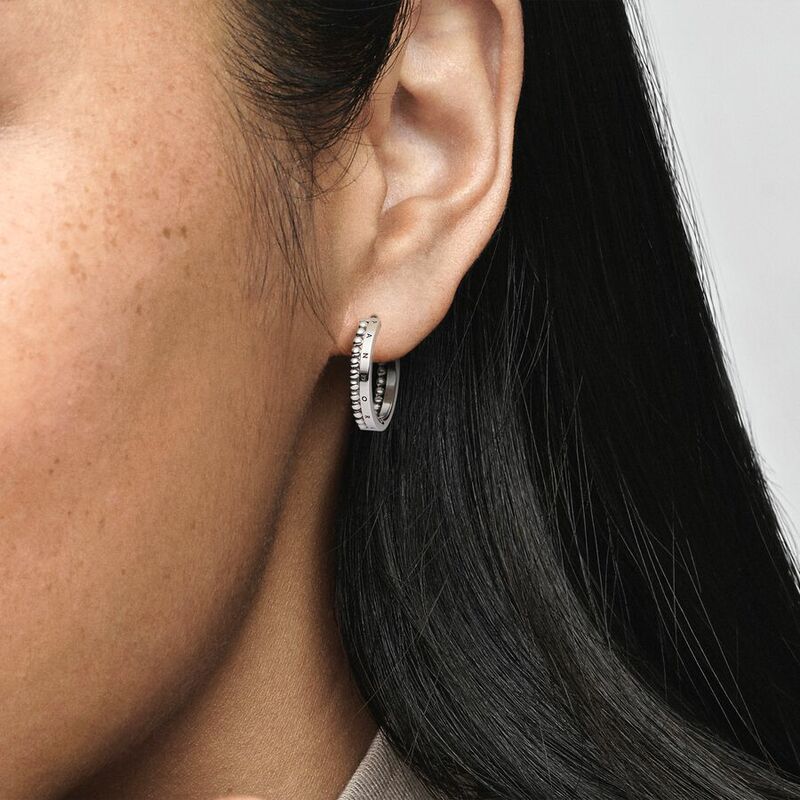 925 Silver Hot Moments Charms Pandora Original Logo Hoop Earrings for Women Trendy Big Circle Fashion Silver Earrings Jewelry