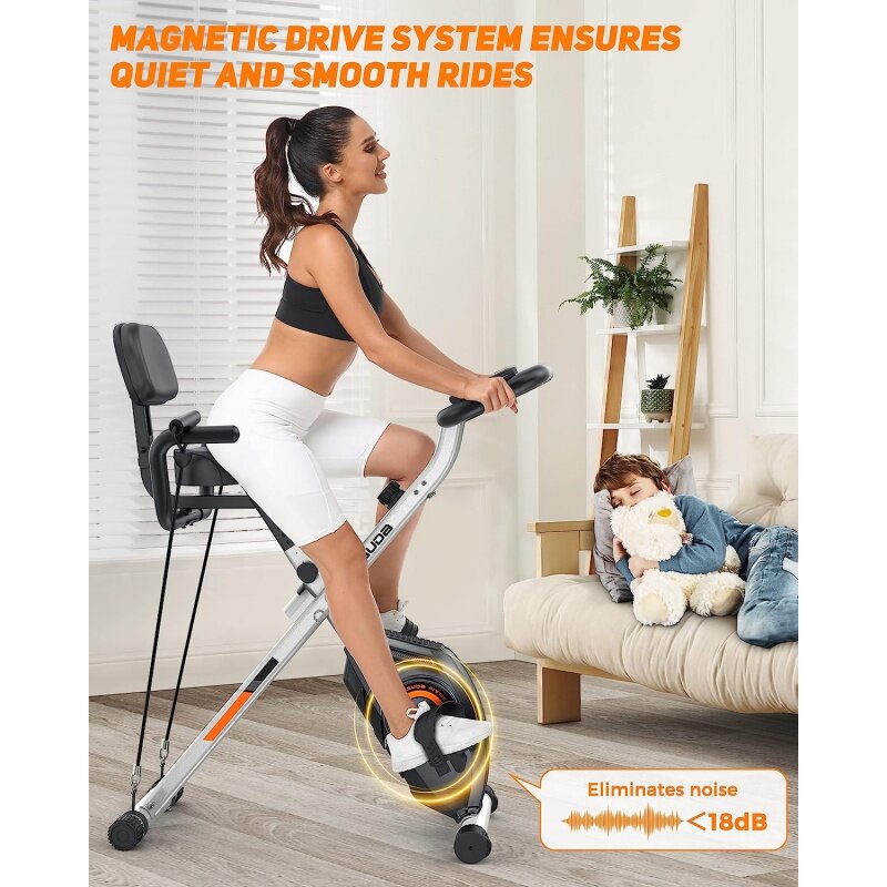 YOSUDA-Bicicleta de ejercicio plegable para personas mayores, bici con capacidad de 330LB/270LB, x-bike magnética con resistencia de 16 niveles, Sup trasero